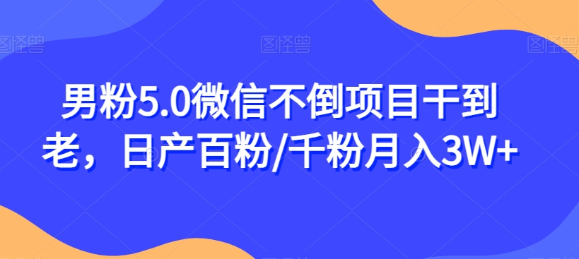 男粉5.0微信不倒项目干到老，日产百粉/千粉月入3W+【揭秘】-南青云资源库