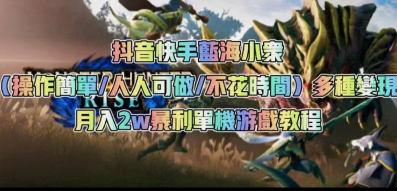 抖音快手蓝海小众（操作简单人人可做不花时间）多种变现月入2w＋暴利单机游戏教程-南青云资源库