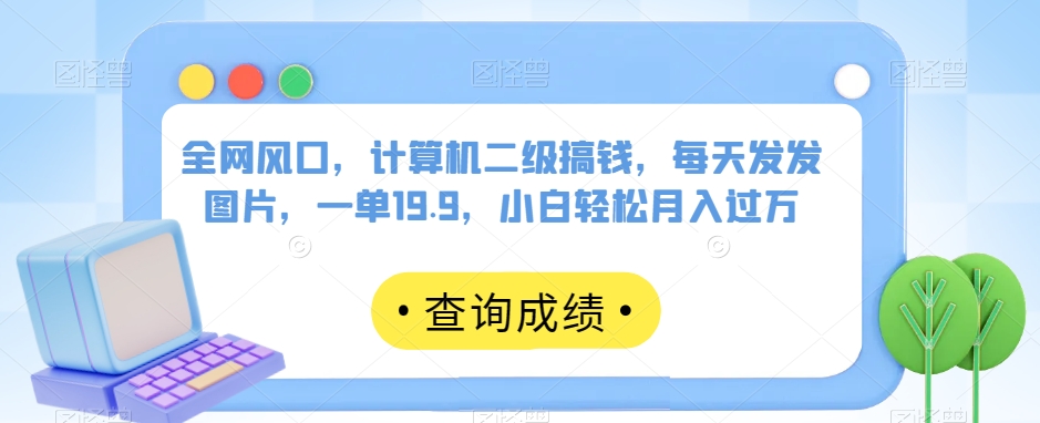 全网风口，计算机二级搞钱，每天发发图片，一单19.9，小白轻松月入过万【揭秘】-南青云资源库
