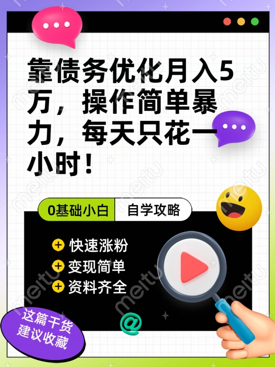 靠债务优化月入五万，每天只要花两个小时，多种方式轻松变现【揭秘】-南青云资源库