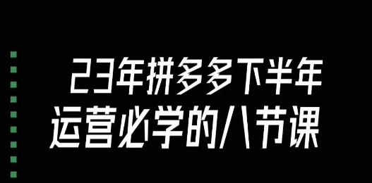 大牙·23年下半年拼多多运营必学的八节课（18节完整）-南青云资源库