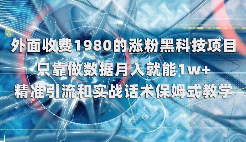外面收费1980的涨粉黑科技项目，只靠做数据月入就能1w+【揭秘】-南青云资源库