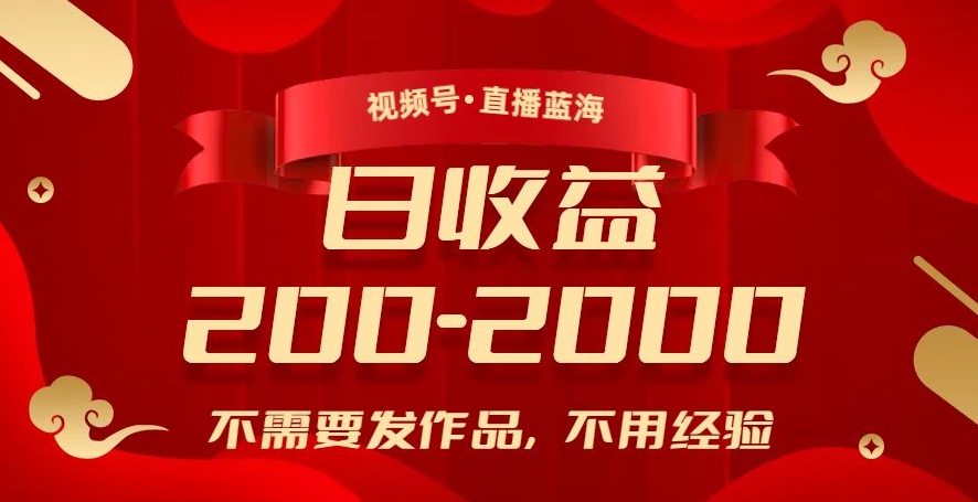 视频号直播蓝海，不需要发作品，不用经验，日入200-2000+【揭秘】-南青云资源库