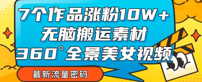 7个作品涨粉10W+，无脑搬运素材，全景美女视频爆款玩法分享【揭秘】-南青云资源库