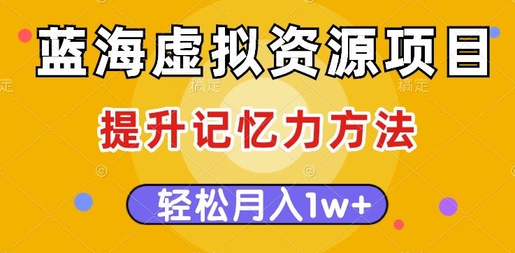 蓝海虚拟资源项目，提升记忆力方法，多种变现方式，轻松月入1w+【揭秘】-南青云资源库