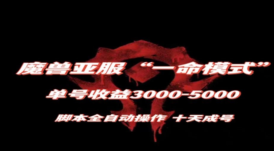 魔兽亚服一命模式，10天成号-单号3千-5千，脚本全自动操作，保姆级教学【揭秘】-南青云资源库