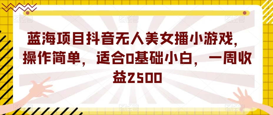 蓝海项目抖音无人美女播小游戏，操作简单，适合0基础小白，一周收益2500【揭秘】-南青云资源库