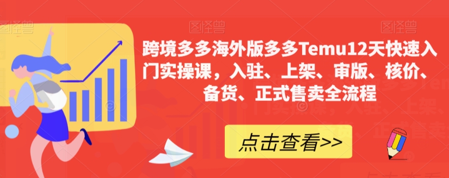 跨境多多海外版多多Temu12天快速入门实操课，入驻、上架、审版、核价、备货、正式售卖全流程-南青云资源库