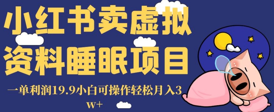 小红书卖虚拟资料睡眠项目，一单利润19.9小白可操作轻松月入3w+【揭秘】-南青云资源库