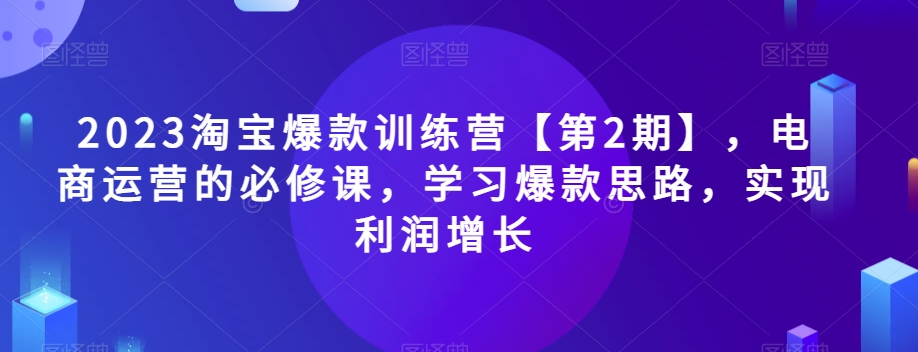 2023淘宝爆款训练营【第2期】，电商运营的必修课，学习爆款思路，实现利润增长-南青云资源库
