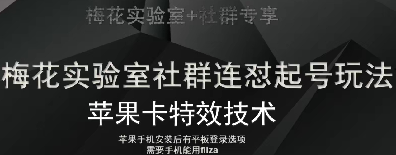 梅花实验室社群视频号连怼起号玩法，最新苹果卡特效技术-南青云资源库