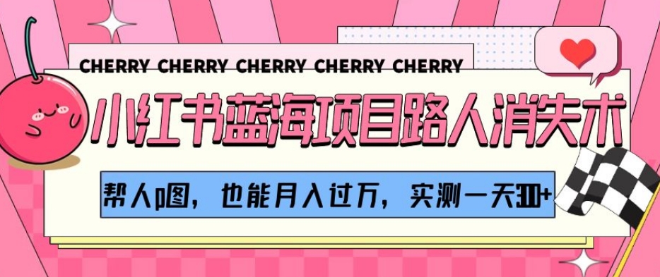 小红书蓝海项目路人消失术，帮人p图，也能月入过万，实测一天300+【揭秘】-南青云资源库