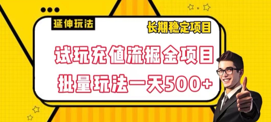 试玩充值流掘金项目，批量矩阵玩法一天500+【揭秘】-南青云资源库