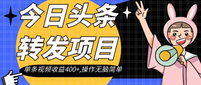 今日头条转发项目，单条视频收益400+,操作无脑简单【揭秘】-南青云资源库