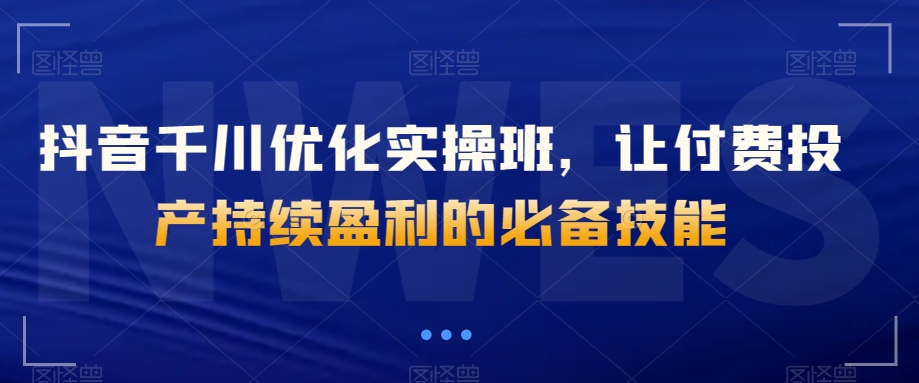 抖音千川优化实操班，让付费投产持续盈利的必备技能-南青云资源库