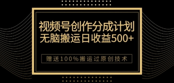 视频号分成计划与私域双重变现，纯搬运无技术，日入3~5位数【揭秘】-南青云资源库