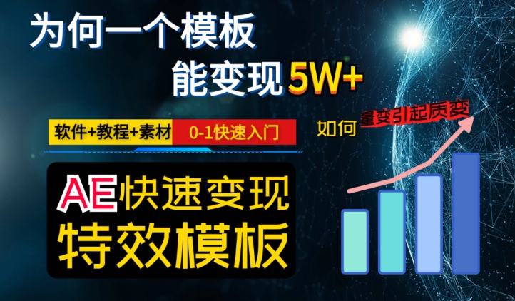 AE视频特效模板变现月入3-5W，0-1快速入门，软件+教程+素材-南青云资源库