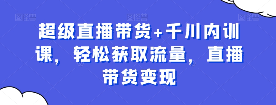 超级直播带货+千川内训课，轻松获取流量，直播带货变现-南青云资源库