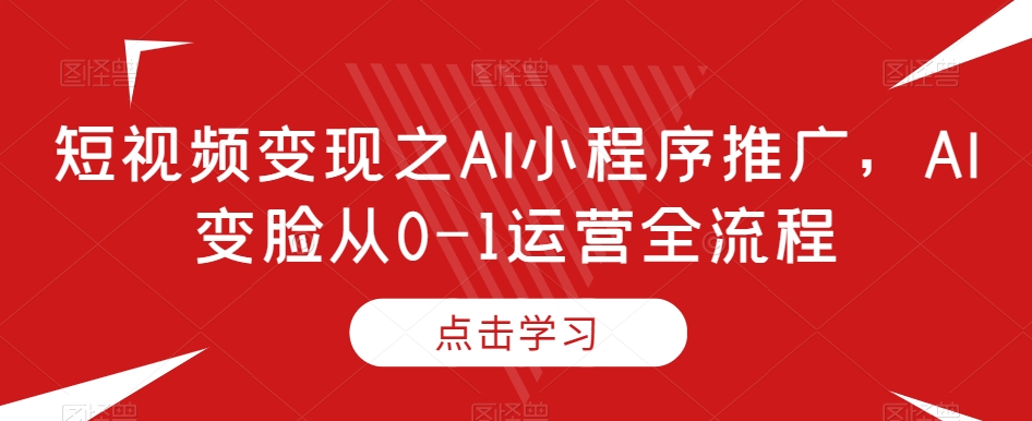 短视频变现之AI小程序推广，AI变脸从0-1运营全流程-南青云资源库