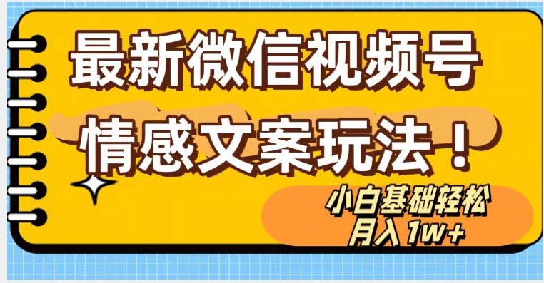 微信视频号情感文案最新玩法，小白轻松月入1万+无脑搬运【揭秘】-南青云资源库