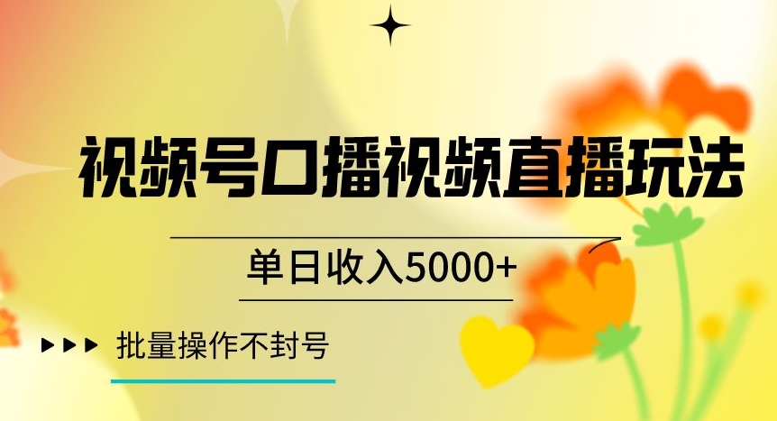 视频号囗播视频直播玩法，单日收入5000+，批量操作不封号【揭秘】-南青云资源库