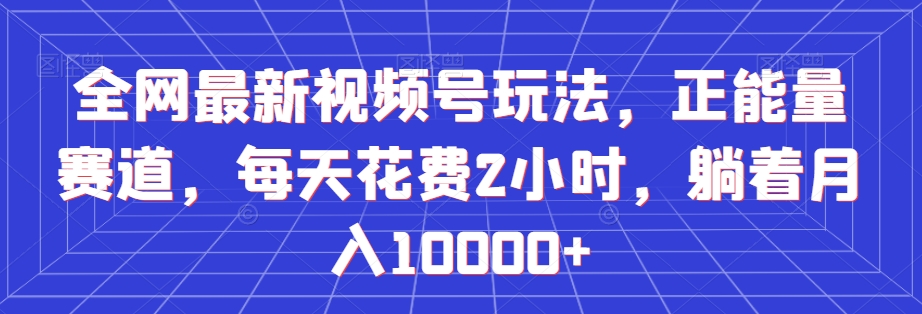 全网最新视频号玩法，正能量赛道，每天花费2小时，躺着月入10000+【揭秘】-南青云资源库