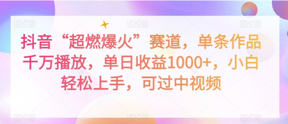 抖音“超燃爆火”赛道，单条作品千万播放，单日收益1000+，小白轻松上手，可过中视频【揭秘】-南青云资源库
