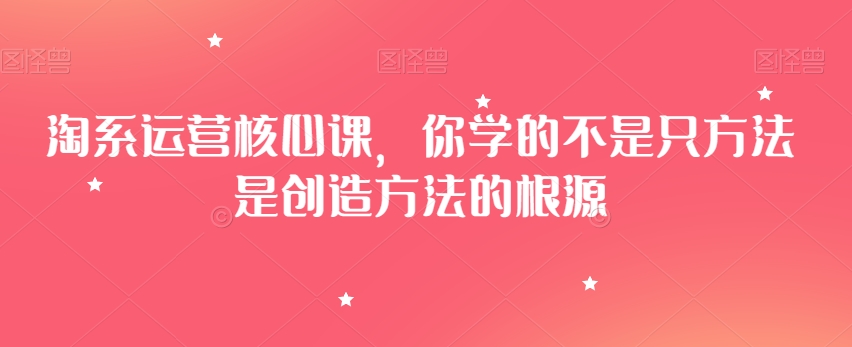 淘系运营核心课，你学的不是只方法是创造方法的根源-南青云资源库