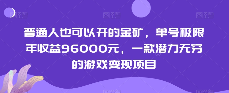 普通人也可以开的金矿，单号极限年收益96000元，一款潜力无穷的游戏变现项目【揭秘】-南青云资源库