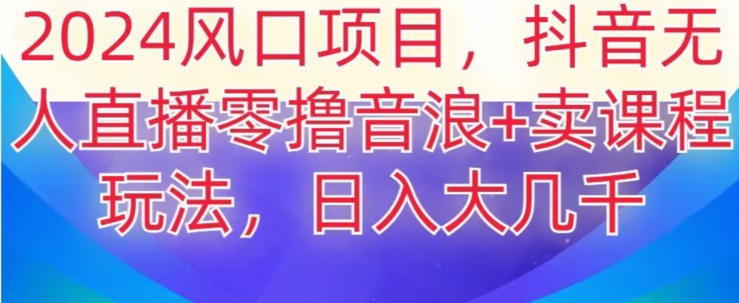 2024风口项目，抖音无人主播撸音浪+卖课程玩法，日入大几千【揭秘】-南青云资源库