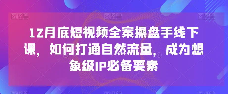 12月底短视频全案操盘手线下课，如何打通自然流量，成为想象级IP必备要素-南青云资源库