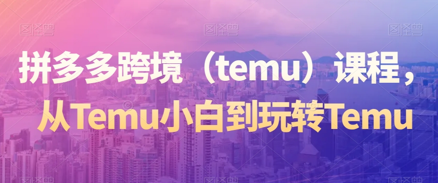 拼多多跨境（temu）课程，从Temu小白到玩转Temu-南青云资源库
