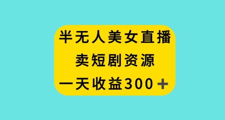 半无人美女直播，卖短剧资源，一天收益300+【揭秘】-南青云资源库