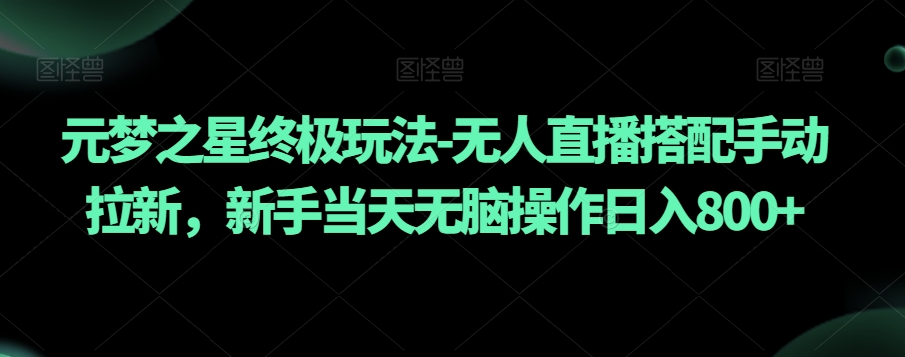 元梦之星终极玩法-无人直播搭配手动拉新，新手当天无脑操作日入800+【揭秘】-南青云资源库