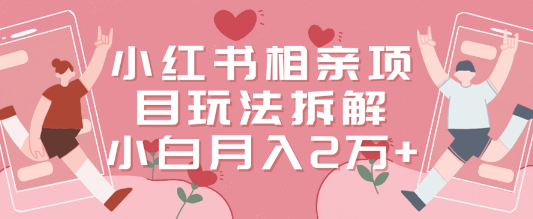 小红书相亲项目玩法拆解，有人通过这个副业项目做到了月收入2万多【揭秘】-南青云资源库