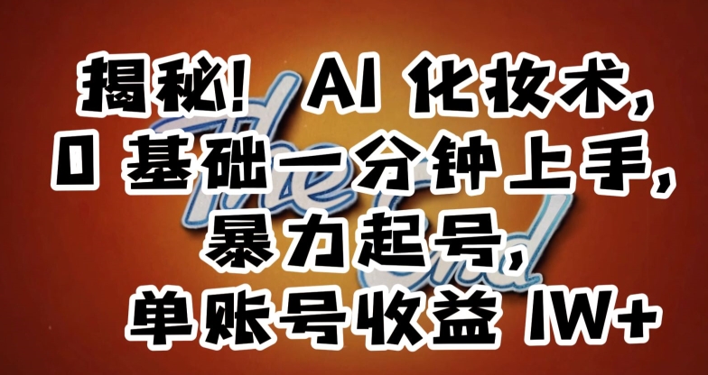 揭秘！AI化妆术，0基础一分钟上手，暴力起号，单账号收益1W+-南青云资源库