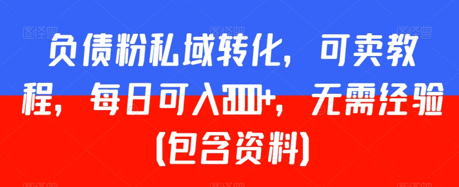 负债粉私域转化，可卖教程，每日可入2000+，无需经验（包含资料）【揭秘】-南青云资源库