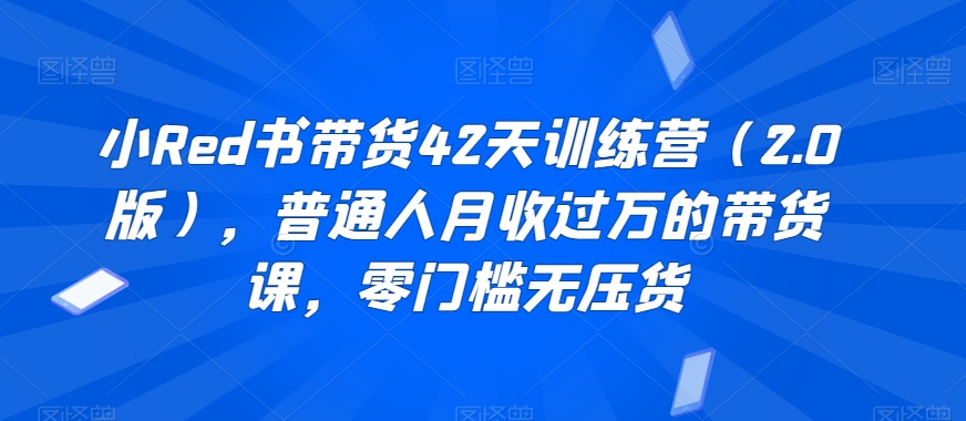小Red书带货42天训练营（2.0版），普通人月收过万的带货课，零门槛无压货-南青云资源库