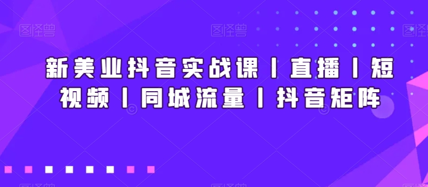 新美业抖音实战课丨直播丨短视频丨同城流量丨抖音矩阵-南青云资源库