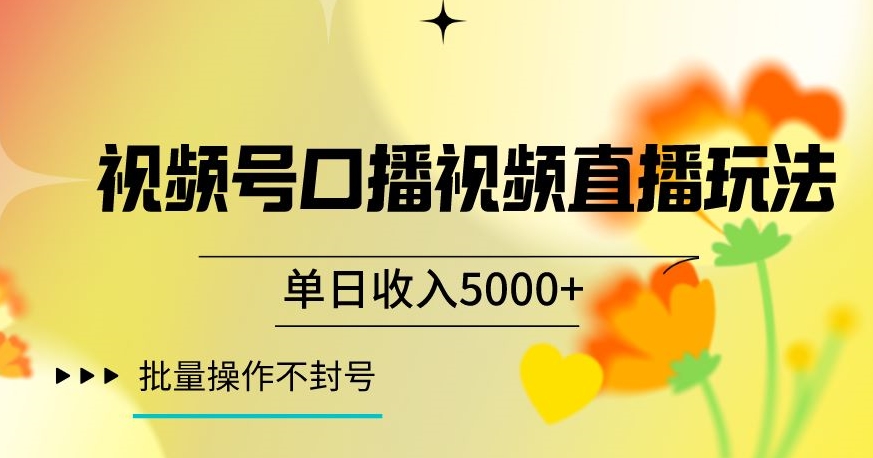视频号囗播视频直播玩法，单日收入5000+，批量操作不封号【揭秘】-南青云资源库