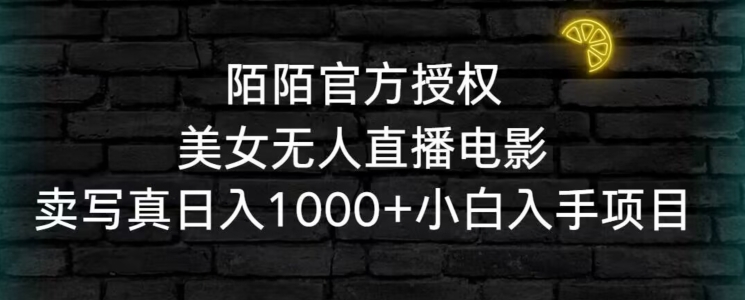 陌陌官方授权美女无人直播电影，卖写真日入1000+小白入手项目【揭秘】-南青云资源库