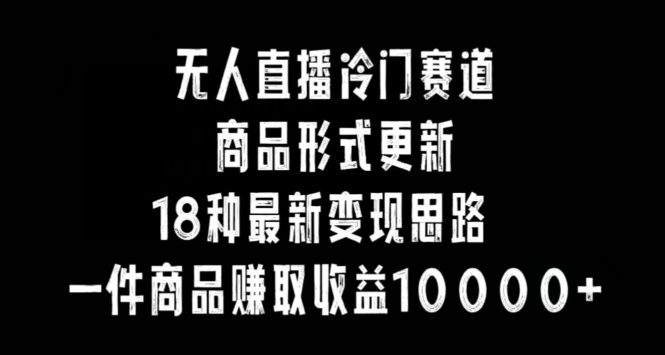 无人直播冷门赛道，商品形式更新，18种变现思路，一件商品赚取收益10000+【揭秘】-南青云资源库