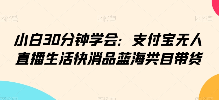 小白30分钟学会：支付宝无人直播生活快消品蓝海类目带货【揭秘】-南青云资源库