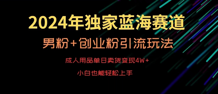 2024年独家蓝海赛道，成人用品单日卖货变现4W+，男粉+创业粉引流玩法，不愁搞不到流量【揭秘】-南青云资源库
