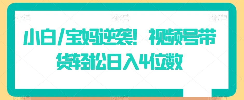 小白/宝妈逆袭！视频号带货轻松日入4位数【揭秘】-南青云资源库