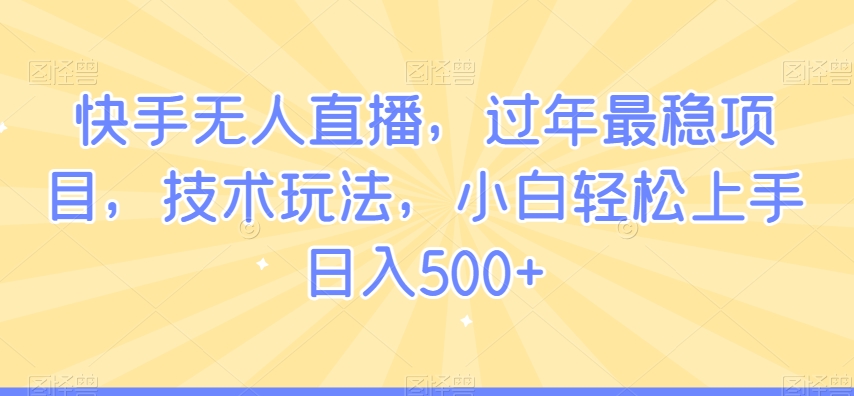 快手无人直播，过年最稳项目，技术玩法，小白轻松上手日入500+【揭秘】-南青云资源库