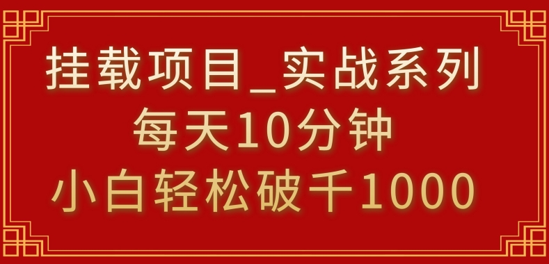 挂载项目，小白轻松破1000，每天10分钟，实战系列保姆级教程【揭秘】-南青云资源库