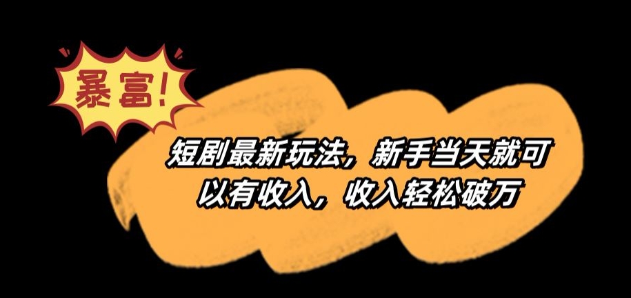 短剧最新玩法，新手当天就可以有收入，收入轻松破万【揭秘】-南青云资源库