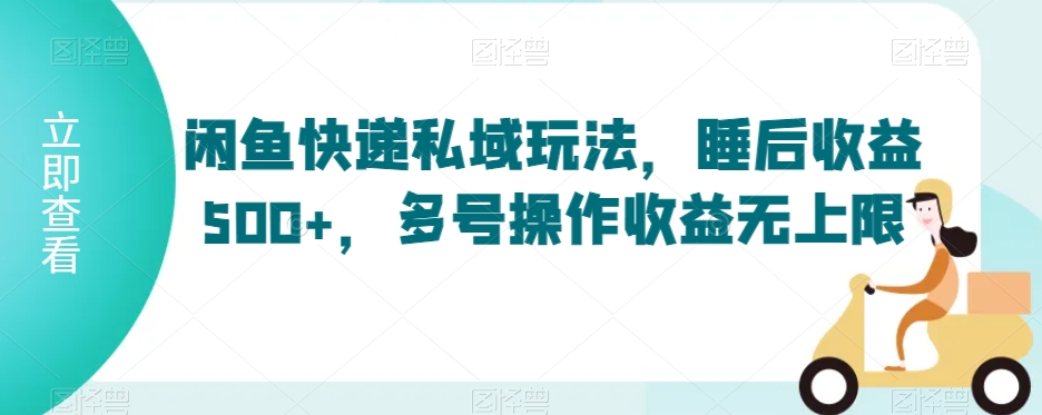闲鱼快递私域玩法，睡后收益500+，多号操作收益无上限【揭秘】-南青云资源库