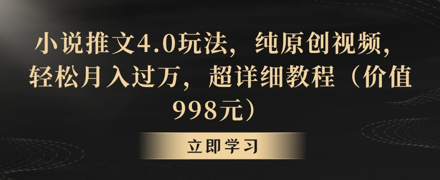 小说推文4.0玩法，纯原创视频，轻松月入过万，超详细教程（价值998元）【揭秘】-南青云资源库